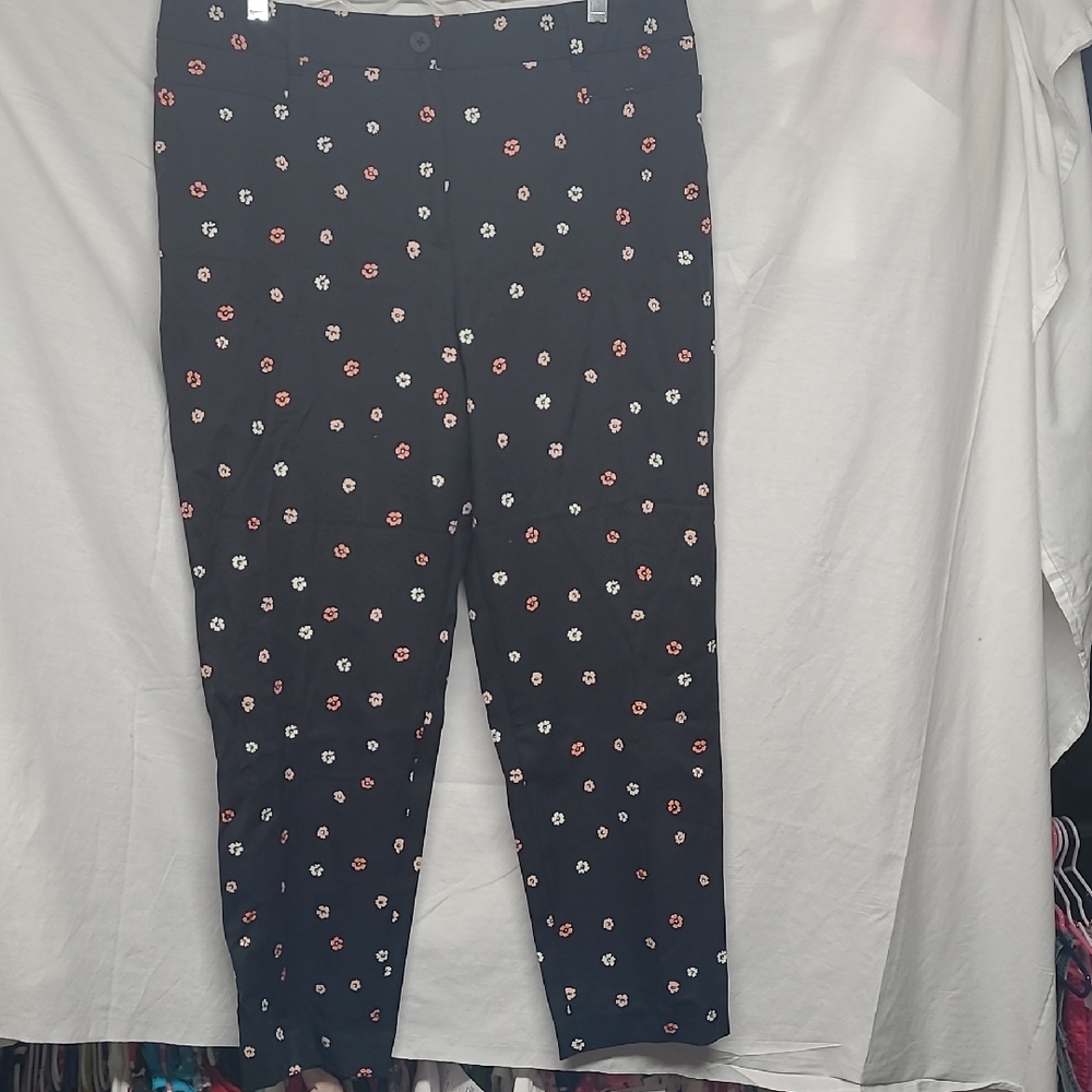 Talbots Black Floral Pants